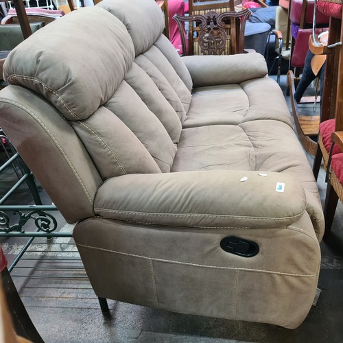 641 - Star Lot : A wonderful comfortable two seat soft suede leather recliner sofa in lovely condition.