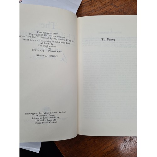 705 - Star Lot: A hand signed first edition hardback book titled 'The Child in Time' by Ian McEwan. Publis... 