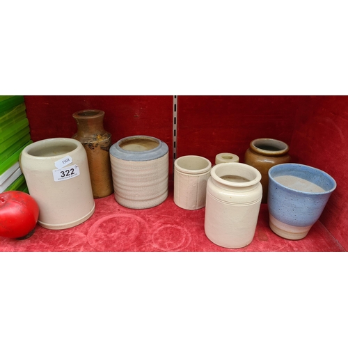 322 - Timeless earthenware collection, various shapes and hues, perfect for rustic or vintage decor.