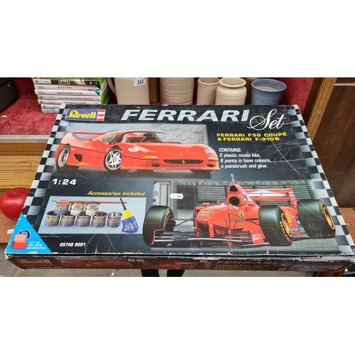 324 - Vibrant Revell Ferrari F50 Coupe and Ferrari F-310B model kit, 1:24 scale with accessories, model nu... 