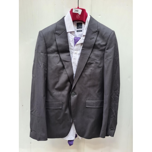 348 - Sophisticated men's pinstripe suit jacket, sleek design with classic tailoring - ideal for the disti... 