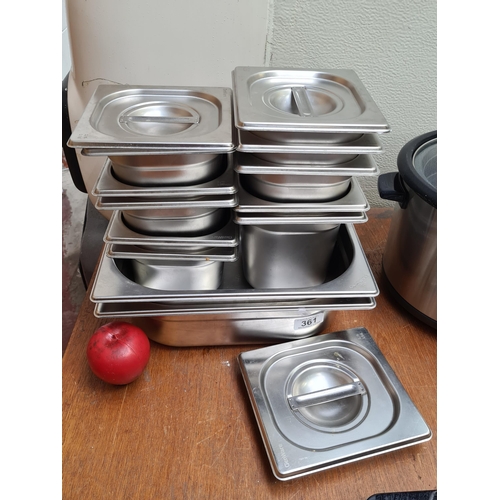 361 - Robust stainless steel gastronorm containers, ideal for professional kitchen use, featuring various ... 