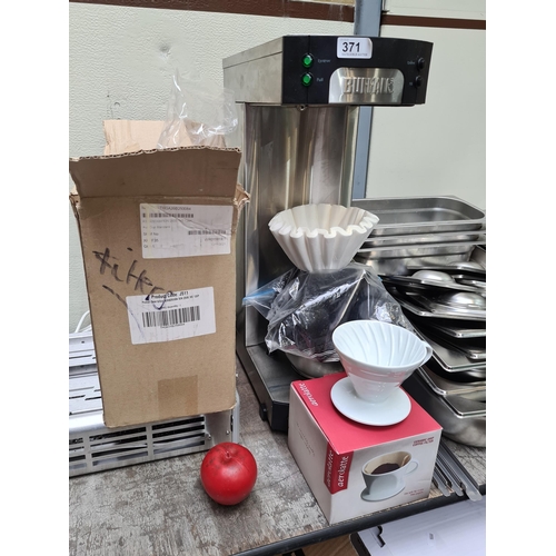 371 - A buffalo Coffee machine, With the original box and a box of filters and two ceramic coffee drip fil... 