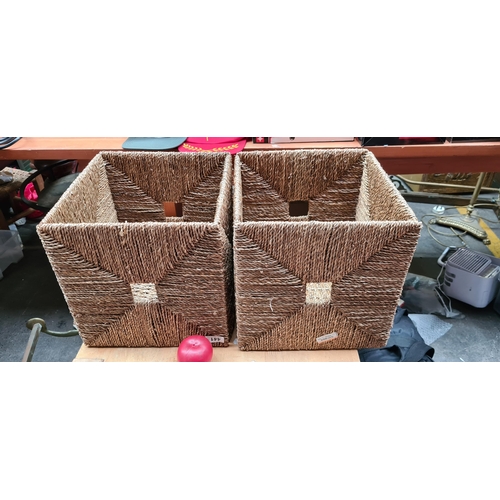 441 - Folding handwoven storage cubes with a natural, earthy aesthetic, perfect for rustic or bohemian int... 