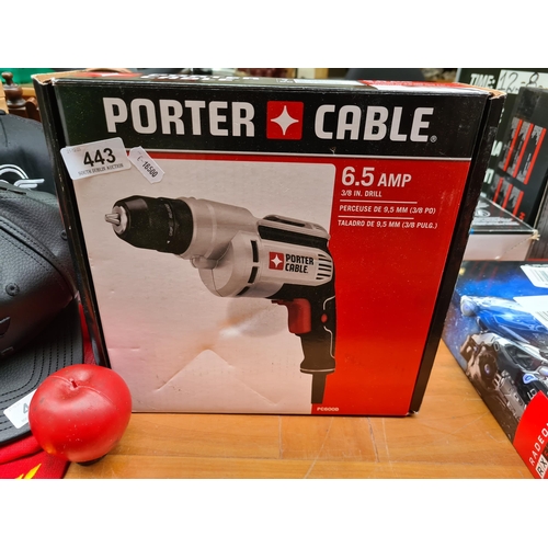 443 - A brand new Robust Porter Cable 6.5 AMP 3/8 inch drill, model PC600D, in original packaging, ready f... 