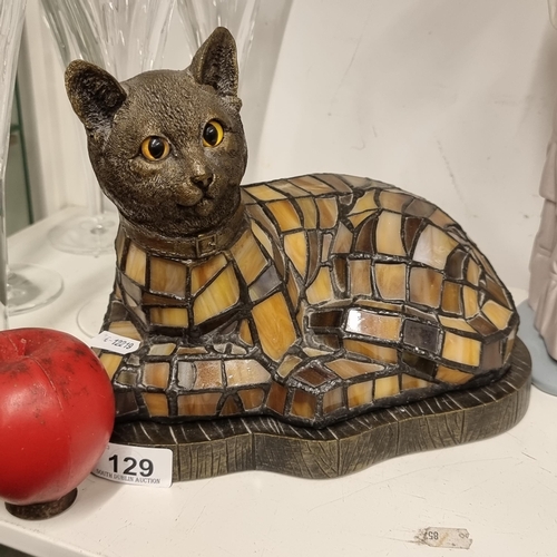 129 - An adorable Art Deco Tiffany style table lamp in the form of a playful cat.