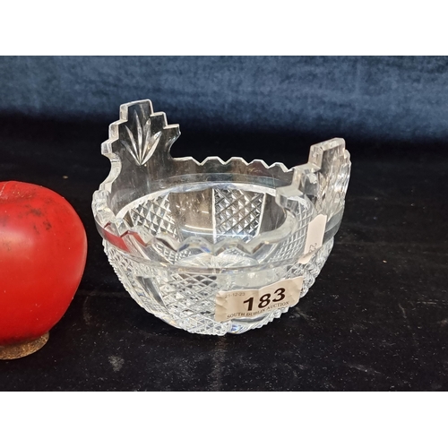 183 - A striking rare Waterford Crystal 'Hibernia' butter bowl. Very small loss to rim. With internet comp... 