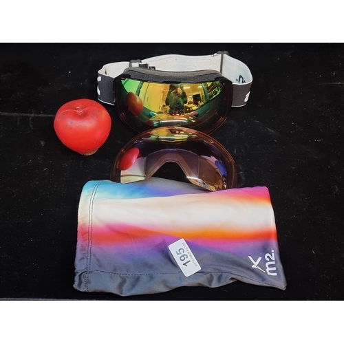 195 - Anon M2 snowboarding/skiing goggles with reflective green lens with a bonus magnetic pink lens. Come... 