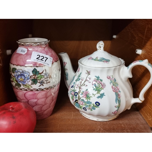 227 - Two fabulous items including a beautiful Maling vase in the Peony Rose pattern and a beautiful Sadle... 