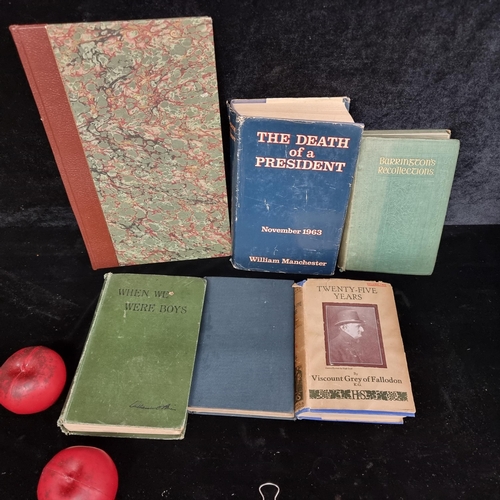 235 - A collection of seven historical themed antique books including titles such as 