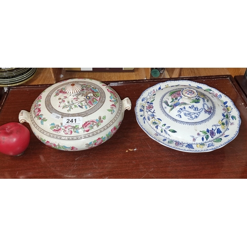 241 - Two antique tureens including an Indian Tree and Davenport example. In good order.