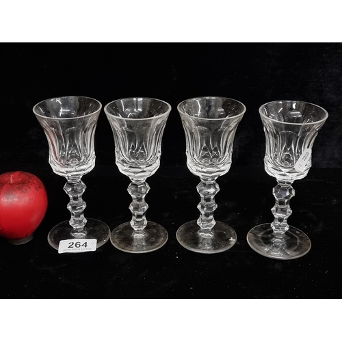 264 - Star Lot: A lovely set of four unusual antique Waterford Crystal 'Royal Tara' wine goblets with notc... 