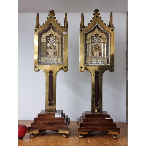 275 - Super Star Lot: An incredible rare pair of very large 19th century gilt reliquaries with one contain... 