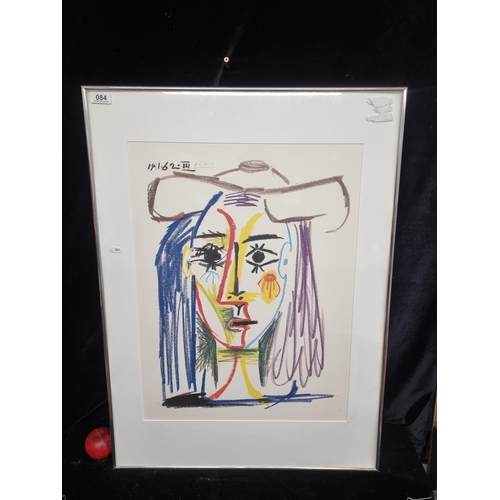 84 - A brilliant large high quality print of a Picasso painting titled 'Tete de femme au chapeau (1962)'.... 