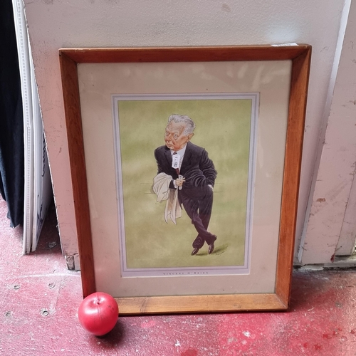 99 - A high quality vintage print of a caricature portrait of the famous Irish horse trainer, Vincent O'B... 