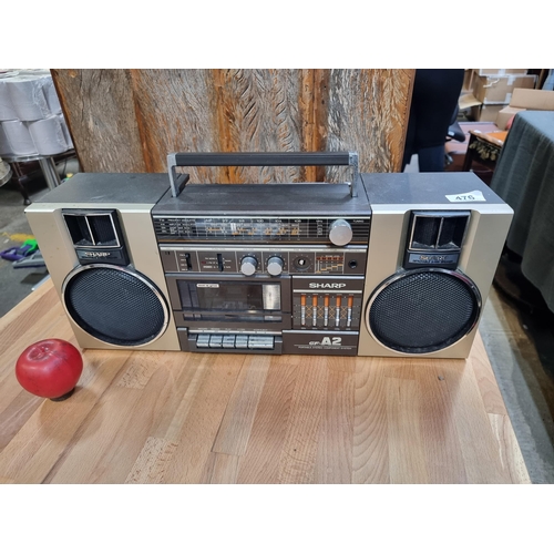 476 - A super retro 1980's Sharp GF A2 portable stereo system boombox ghetto blaster. With detachable spea... 