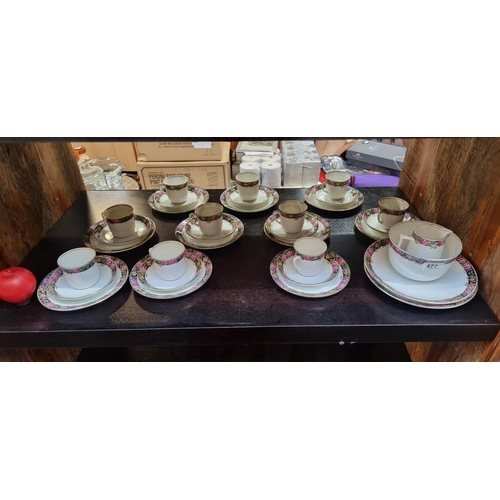 477 - A gorgeous vintage Jackson & Gosling full 32 piece coffee set with floral rose and gilt pattern. Inc... 