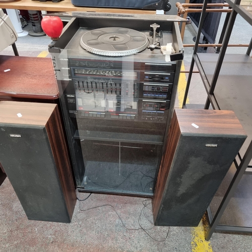 558 - A super BUSH 9885/M stereo HiFi music system with record turntable, FM/AM radio, amplifier and tape ... 