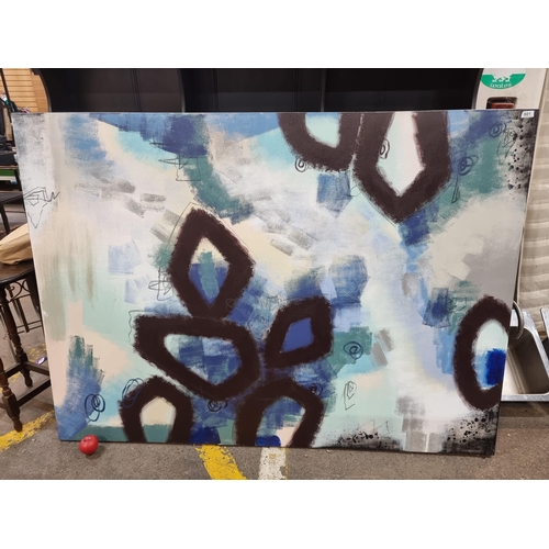 601 - Star Lot: A very large and striking original mixed media on canvas painting featuring an abstract an... 