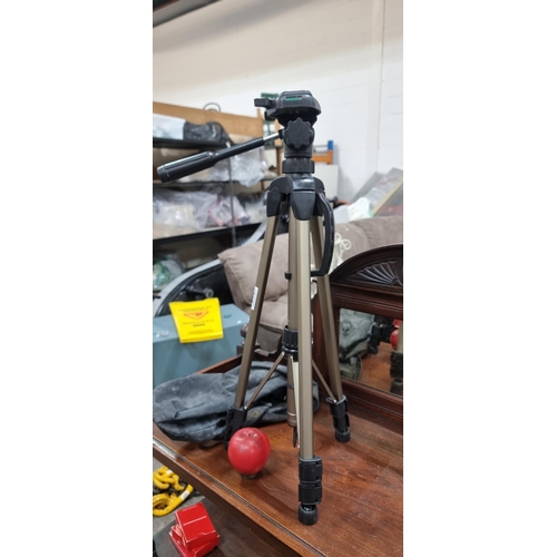 616 - A Star 61 branded camera tripod. With hot shoe and level.