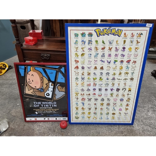 628 - Two children's bedroom picture's including a Pokémon and TinTin example. Like that Pokeman poster.