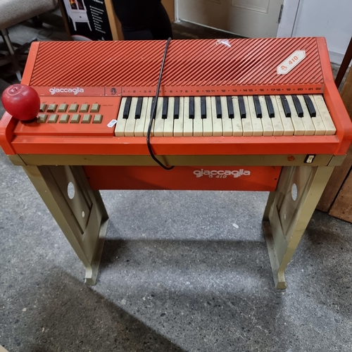 646 - A super retro Giaccaglia 410 digital keyboard / pianola with stand, with 37 keys in a fantastic grey... 