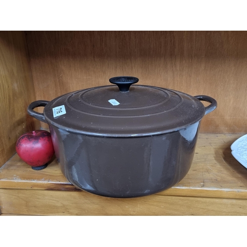 716 - A fabulous large heavy Le Creuset enameled cast iron large casserole dish.