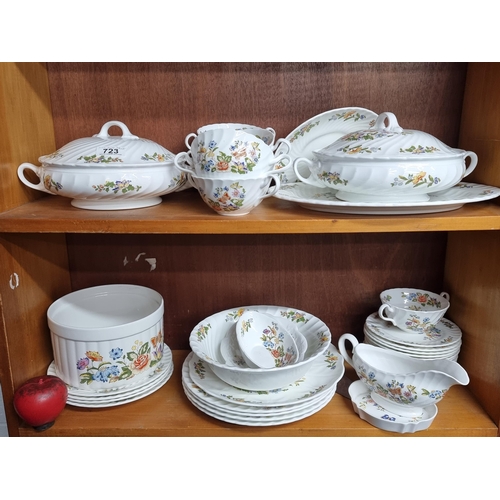 723 - A large collection of Aynsley fine bone china in the Cottage Garden pattern including soup bowls, tu... 