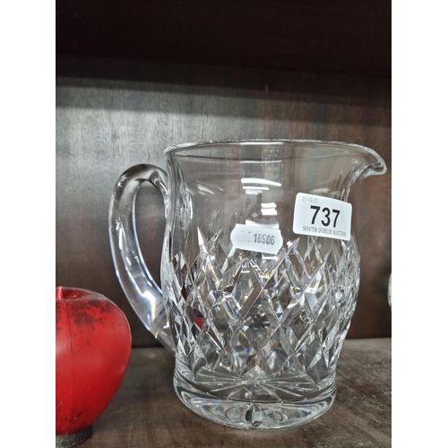 737 - A large Waterford Crystal Whiskey waterJug  in the Boyne pattern. In very good condition.