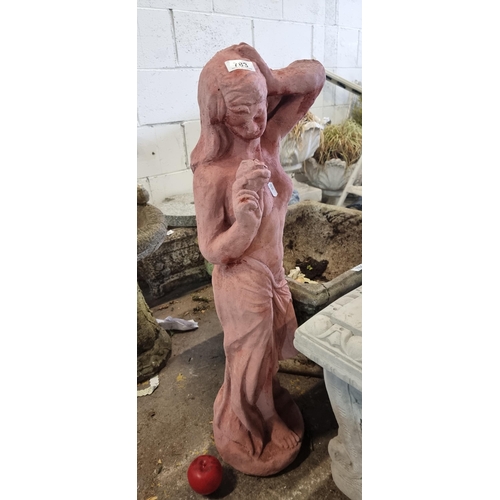 783 - A large heavy reconstituted stone sculpture of a female. Approx 76cm tall