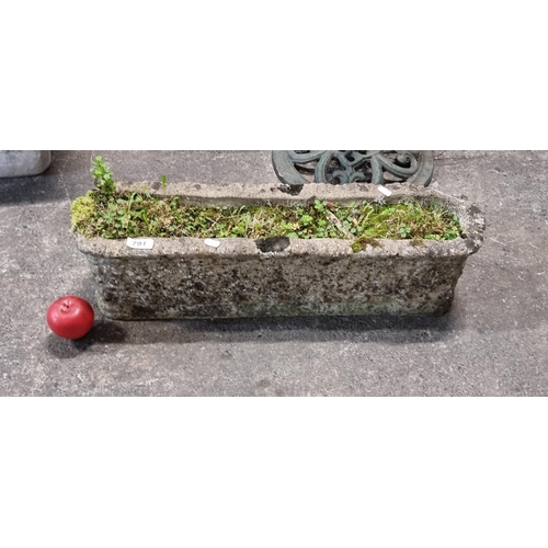 791 - A super heavy antique stone box planter with foliate pattern. Lovely age and patina.