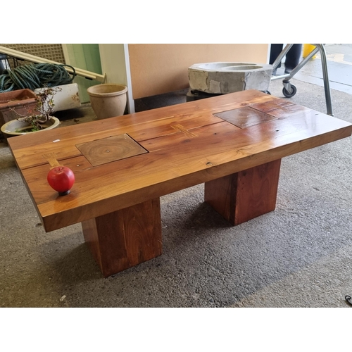 797 - Star Lot : An unusual and very stylish coffee table featuring a solid wood top boasting attractive j... 