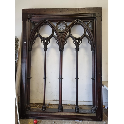 801 - Super Star Lot: An incredible huge Victorian Gothic  oak window frame boasting two trefoil arches wi... 