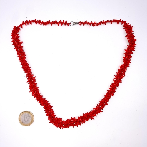 904 - An elegant vibrant red coral gemstone necklace, great worn alone or as a layering piece with your si... 