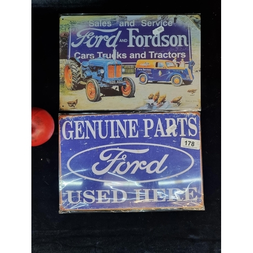 178 - Two neatly sized Ford branded metal plaques.