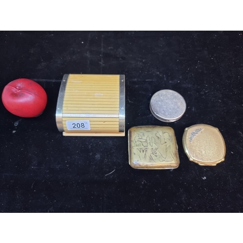 208 - Two cigarette cases with one featuring a tambour lid and a pull-out drawer for an ashtray along with... 