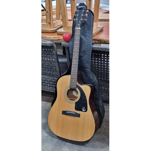 944 - Timeless Epiphone electro-acoustic guitar, model AJ-100CE/N.  Showcasing warm wood tones and a carry... 