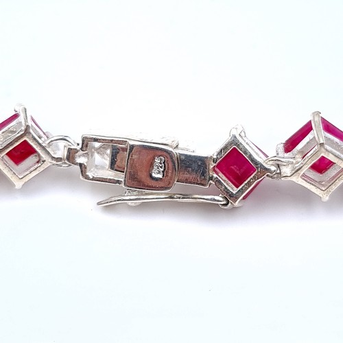 510 - Star Lot : A very nice example of a ruby gemstone necklace with sterling silver clasp, length of nec... 