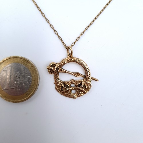 548 - A vintage 9K gold (375) Tara pendant set with a gold toned chain, length 46cm, weight of pendant  3.... 