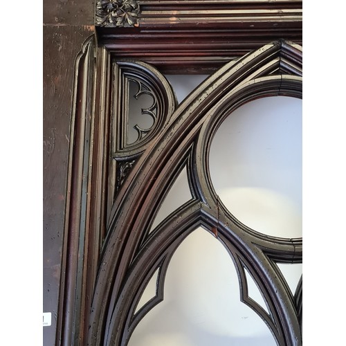 801 - Super Star Lot: An incredible huge Victorian Gothic  oak window frame boasting two trefoil arches wi... 