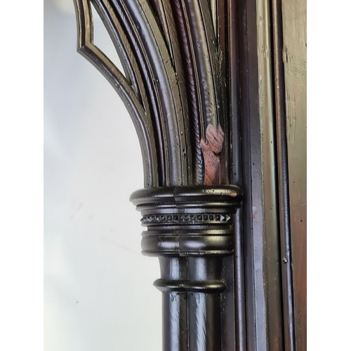 801 - Super Star Lot: An incredible huge Victorian Gothic  oak window frame boasting two trefoil arches wi... 