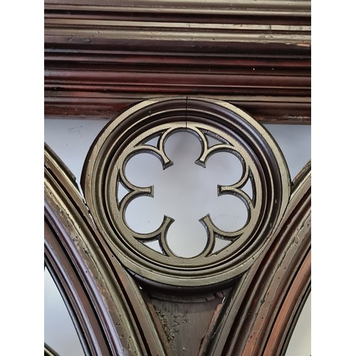 801 - Super Star Lot: An incredible huge Victorian Gothic  oak window frame boasting two trefoil arches wi... 