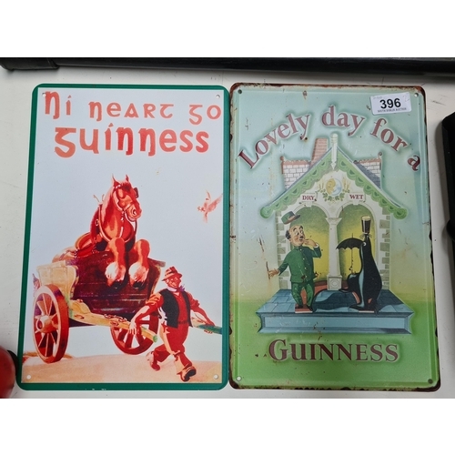 396 - Vintage Guinness Metal Signs: Two colorful, nostalgic advertising pieces for the iconic beer brand, ... 