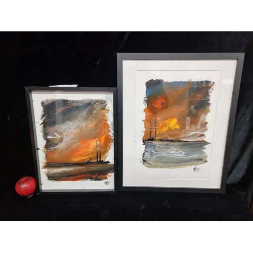 821 - A stunning pair of original Marcel Lindsay (Irish contemporary b.1968) acrylic on paper paintings, f... 