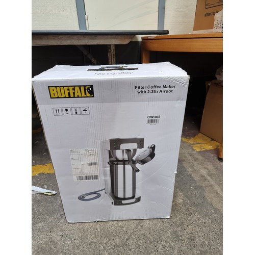 371 - A buffalo Coffee machine, With the original box and a box of filters and two ceramic coffee drip fil... 