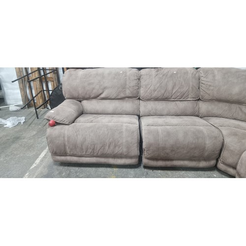 602 - Super Star Lot: A magnificent large L shape suede sofa with recliner features. Five pieces in total ... 