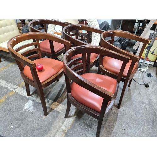 1016 - Star Lot : A set of five comfortable tub chairs with lovely curved ladder backs, splayed legs and up... 