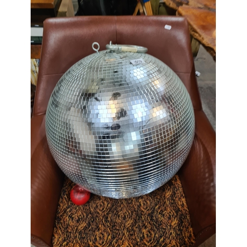 1019 - Star Lot : A fantastic very large commercial disco ball with bracket to top for ceiling mounting. In... 