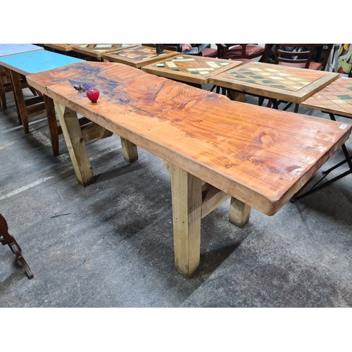 1036 - Star lot : An expensive long live-edge wood dining table featuring attractive burr patterning. Held ... 