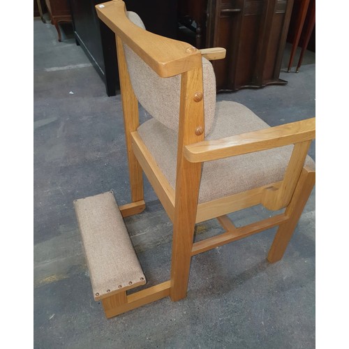 627 - A fabulous equality Hayes and Finch ecclesiastical chair with fold out kneeler.